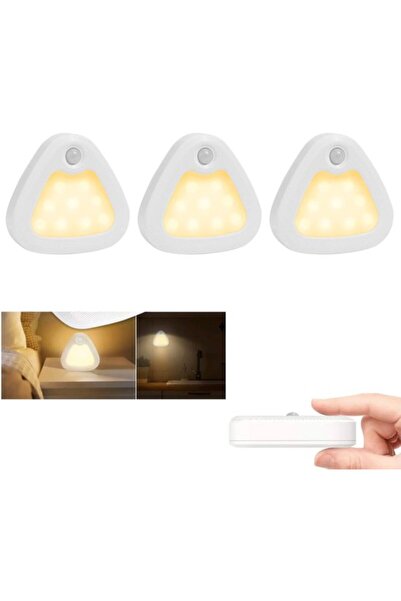 STARSTAR 3-Pack Wireless Magnetic Triangular LED Cabinet Lights with Motion S...