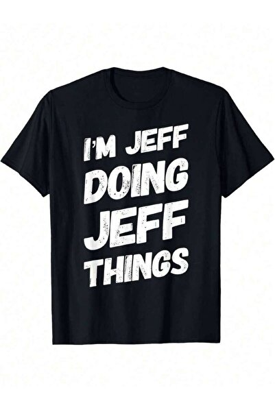 LİNA06 قميص رجالي بطباعة مضحكة بعبارة 'I'Jeff Doing Jeff Things'، ناعم، برقبة...