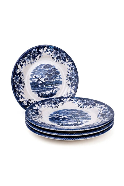 Claytan Earthenware Classic Blue Windmill & Floral Pattern Salad Plate, 8.1 I...