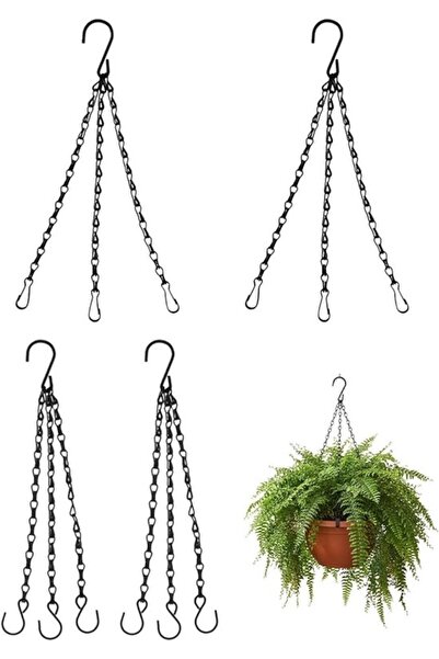 STARSTAR Adjustable metal plant hanger set of 4 – black hanging chain for flo...