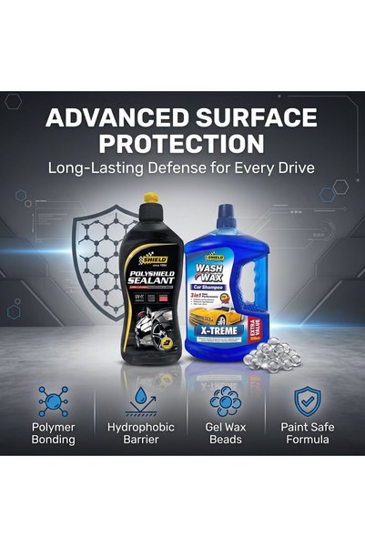 SHIELD Wash & Seal Duo - Wax Shampoo + Polyshield Paint Sealant-Bundle of 2