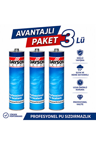 DAYSON Extra Professional PU Sızdırmazlık Mastiği Siyah 280 ML Avantajlı Pake...