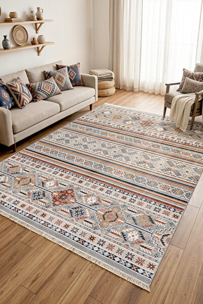Koza Halı Koza Hayad Bohem Gri Multi Halı Kilim Salon Oturma Odası Yatak Odas...