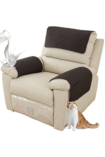 STARSTAR Armchair Recliner Armrest Cover Quilted with Pockets Double Seat Wat...