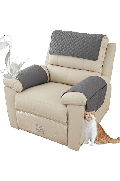 STARSTAR Armchair Recliner Armrest Cover Quilted with Pockets Double Seat Wat...