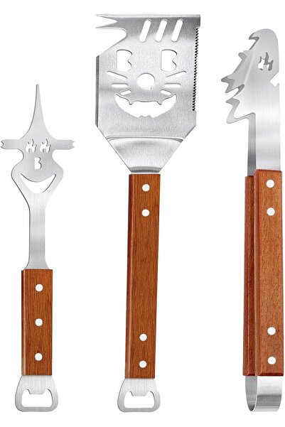 STARSTAR 8-in-1 multi-functional barbecue tool set, 3-piece stainless steel o...