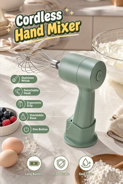 Generic 1 Cordless Electric Egg Beater Detachable Whisk Stand Base Type C Rec...