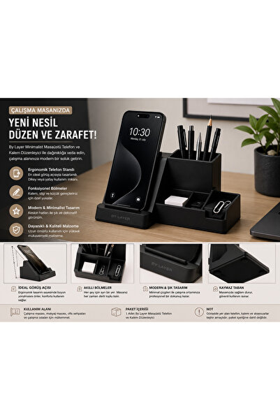 By Layer Modern Tasarım Minimalist Masaüstü Telefon ve Kalem Düzenleyici Orga...