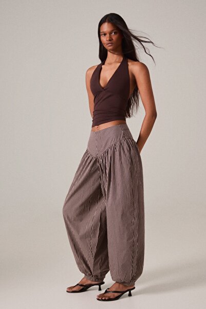 Bershka Beli büzgülü şalvar pantolon
