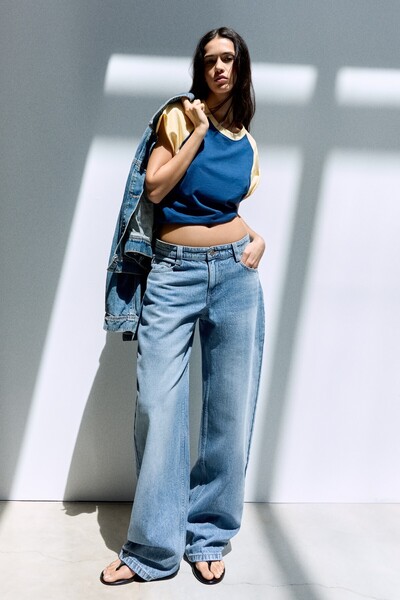 Bershka Düşük bel barrel jean
