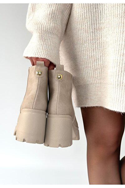 ALFA AKSESUAR 03 Belay Beige Nubuck Heeled Boots
