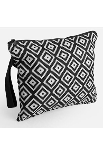 CATIANO Pungă neagră cu model aztec 33x27cm