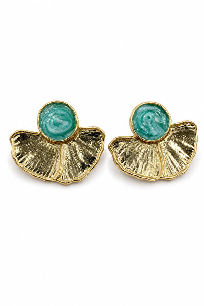 Jack Ferrero Modern Design Yellow Tone Leaf Detailed Turquoise Enamel Bijoux ...