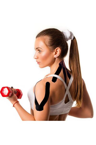 BAMI NETWORK Banda kinesiologica elastica neagra 5cmx5m pentru dureri musculare