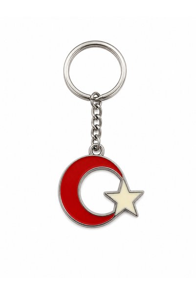 HER ŞEY NOTA www.herseynota.com Breloc metalic cu steag turcesc, stea și lună, accesoriu cadou