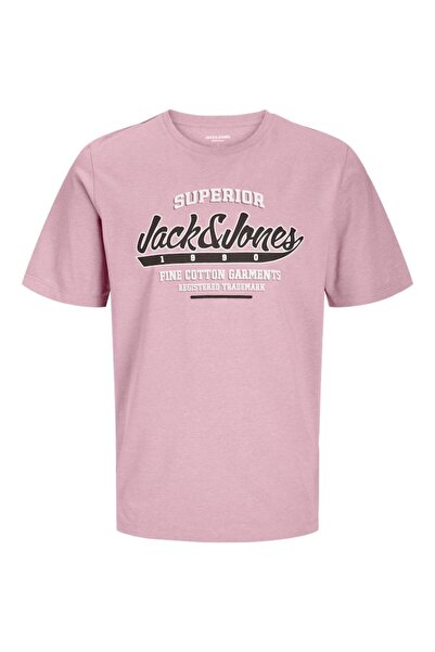 Jack & Jones Μπλούζα κοντομάνικη ανδρική "Jack & Jones" ροζ- Οργανικό βαμβάκι