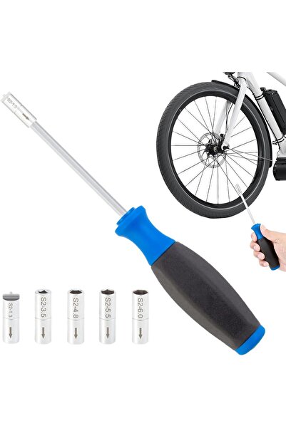STARSTAR Bicycle spoke nip wrench, 5-in-1 multi-tool with interchangeable acc...