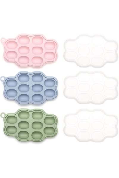 STARSTAR Baby Food Storage Containers - Silicone Ice Cube Tray - 3-Piece Pack