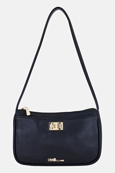 Cavalli Class Women Brand Logo Shoulder Bag, Black