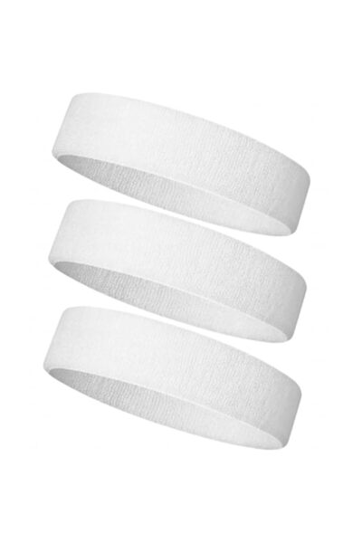 STARSTAR 3-piece non-slip white sports sweatband set for running, yoga, cycli...