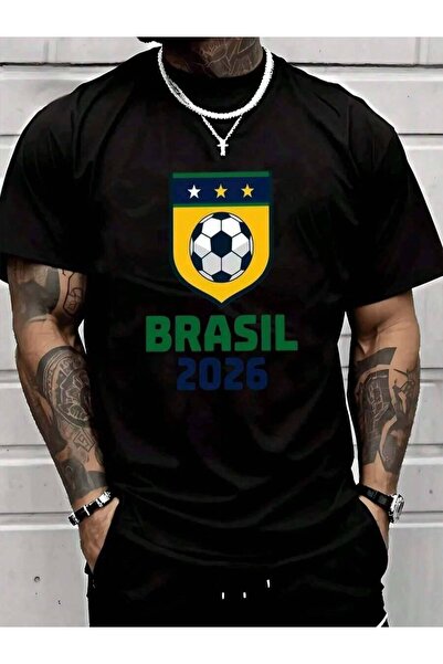 4Car Brasil 2026 Print Men's Graphic TShirt Premium Combed Cotton Crew Neck T...