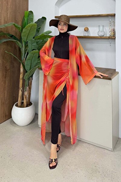 Hazamoda Drawstring Three-Piece Swimsuit Orange