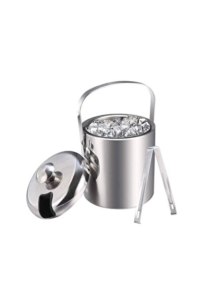Generic Brand BITA Stainless Steel Ice Bucket With Tong Silver 1 Liters