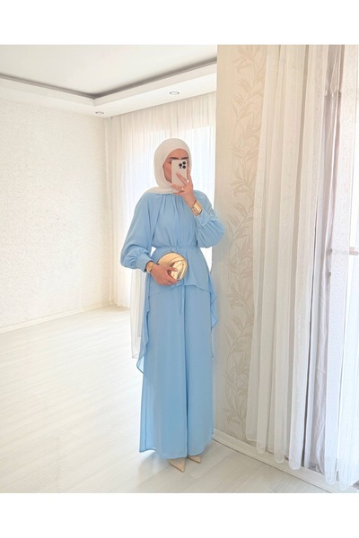 BELLASTORE Chiffon Layer Detailed Pant Suit