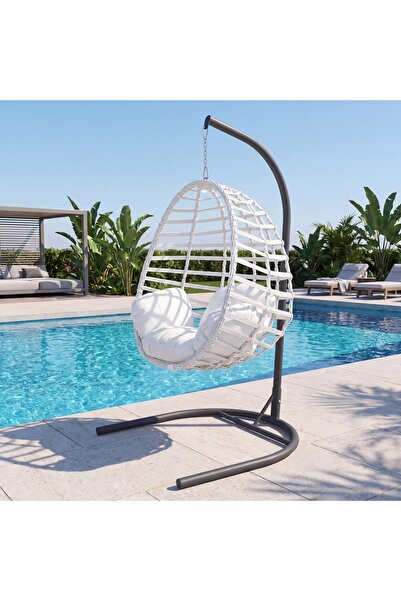 Cocoon Tek Kişilik Salıncak Rattan Beyaz