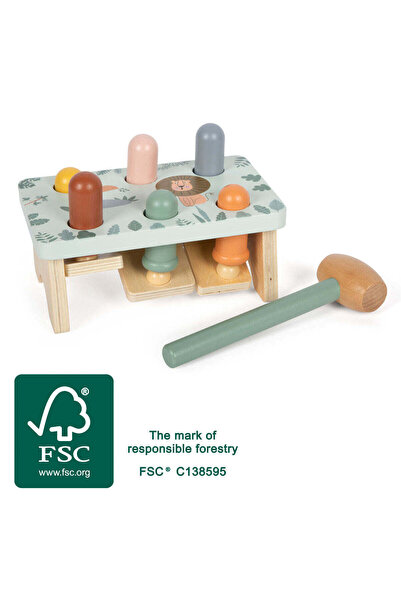 Small Foot Bancă de ciocănit "Safari" din lemn 100% certificat FSC – Jucărie ...