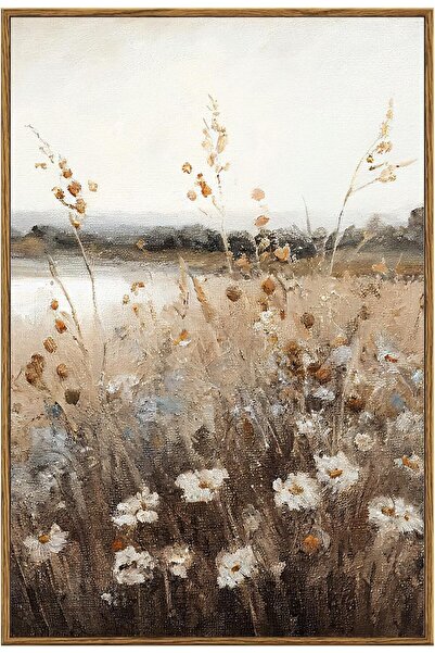 ALAYRA International Framed Vintage Autumn Wildflower Field Canvas Wall Art D...