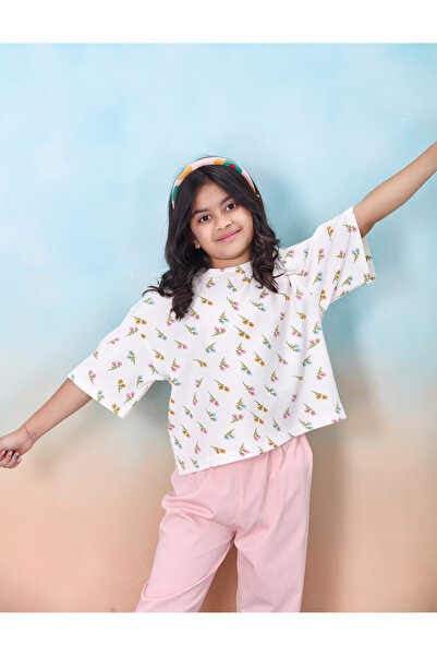 Artemea By Styli Girls Floral Print T-Shirt and Pyjama Set