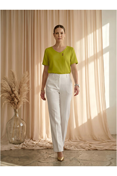 Mish By Styli Green Regular Fit Top With Small Button Detail