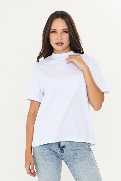 Tight Lady Tricou tricotat pentru femei, 100% bumbac organic, alb optic, cu g...