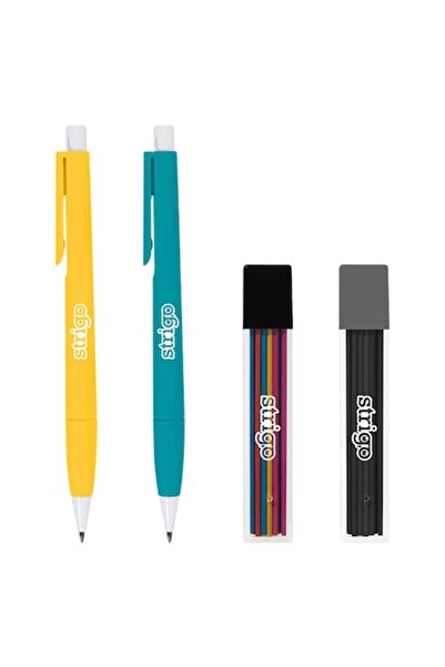 Strigo Set de 2 creioane mecanice, Strigo, mine de 2.0 mm, cu ascuțitoare și ...