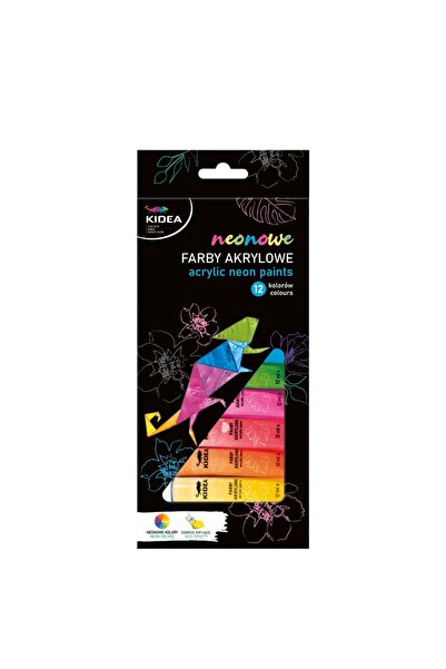 Kidea Set 12 acuarele pentru pictura, vopsele acrilice, neon, 12 ml, FAAN12KA,