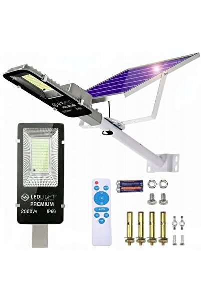 NO BRAND Lampă solară LED de 2000W cu senzor de amurg, tip lampă stradală + t...