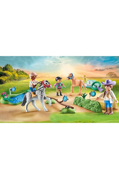 Playmobil Set de turneu cu cai și ponei din blocuri + 3 figurine 71495