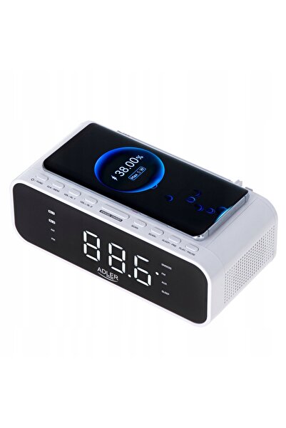 adler Radio wireless Bluetooth cu ceas cu alarmă, USB, AUX, FM