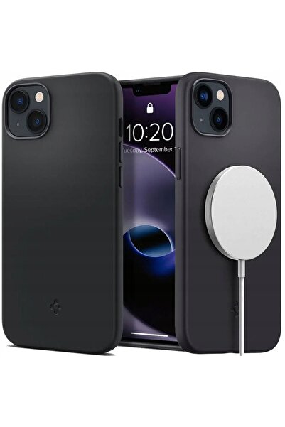 Spigen Husă din silicon compatibilă cu MagSafe pentru iPhone 14 Plus, neagră
