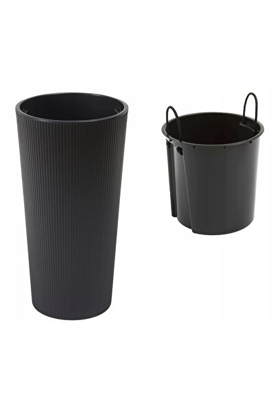 NO BRAND SET 3x JARDINIERE/GHIVECE DE FLORI PENTRU TERRASĂ CU Dungi Negre 57x...
