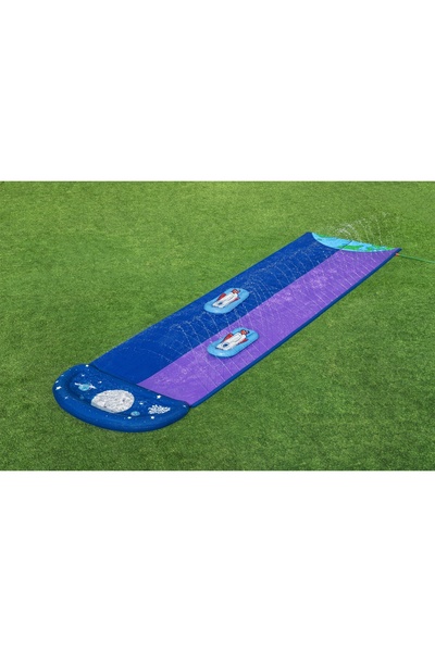 NO BRAND Tobogan acvatic dublu de grădină pentru copii, 488 cm, cu 2 perne.