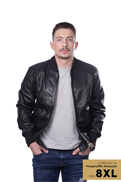 THEODOROU LEATHERS ΜΑΥΡΟ ΑΝΔΡΙΚΟ ΔΕΡΜΑΤΙΝΟ BOMBER ΜΠΟΥΦΑΝ TLM0005