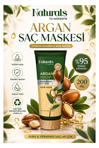 Naturals By Watsons إصلاح مكثف وترطيب: قناع الشعر بالأرغان 200 مل - علاج مضاد...