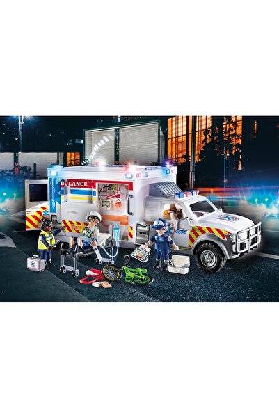 Playmobil Set de construcție Ambulanță de salvare cu lumini, sunete și 3 figu...