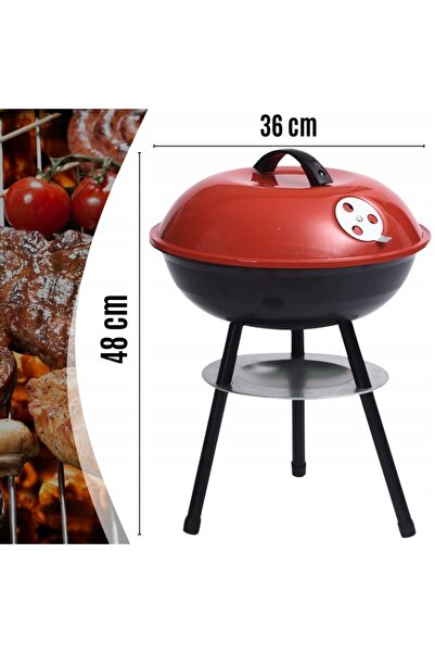 Martom Grătar cu cărbuni pentru brichete, de grădină, rotund, cu capac, porta...