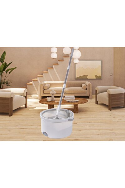 NO BRAND MOP ROTATIV 360 SPIN CU COȘ, SET DE 2 CAPETE DIN MICROFIBRĂ