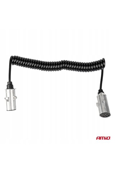AMIO Cablu spiralat pentru remorcă TIR, mufă metalică 2x7 pini tip N, fără pi...