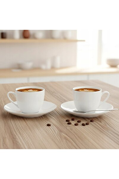 Orion 2x Ceașcă din porțelan pentru cafea și ceai, porțelan alb, 200 ml