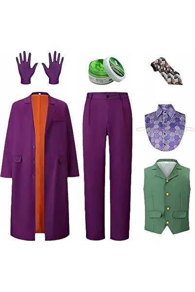 NO BRAND Costum Joker Bărbați Halloween Cosplay Violet Ucigaș Groază Joker Bă...